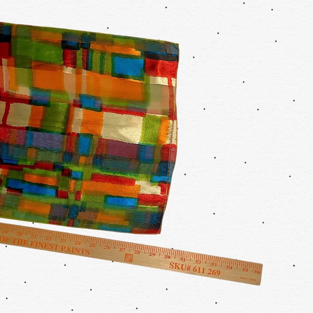 Colorblock Abstract Silk Scarf - Bright Multicolor